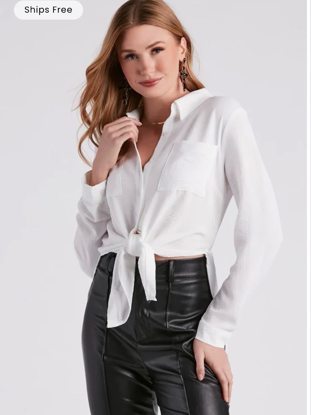 2 for $10 sale: Windsor white chic bliss button down long sleeve collared shirt